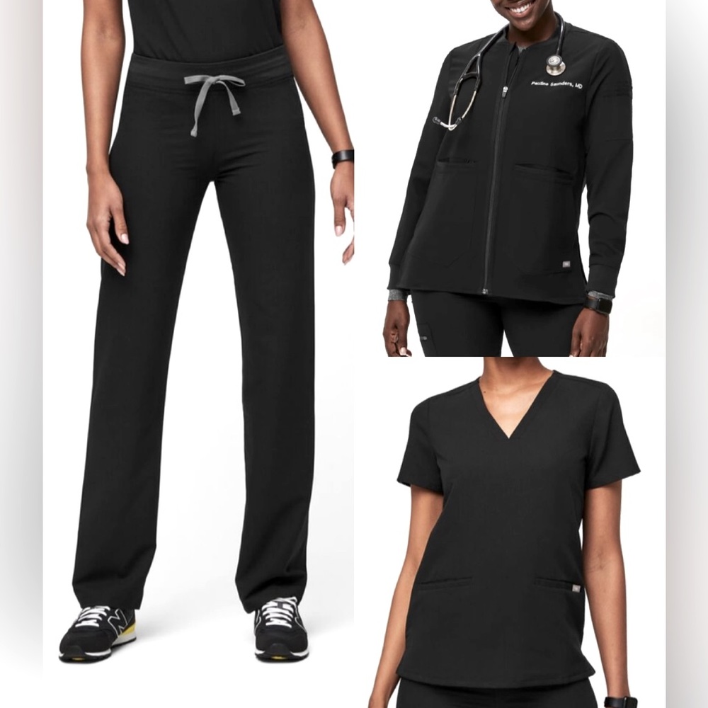 Figs scrubs outfit set bundle: Bellery jacket, Livingston pants, & Casma top
